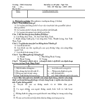 Bài kiểm tra 45 phút - Ngữ Văn - Tiết 28 - Năm học  2015 - 2016 - Trường THCS Kim Sơn